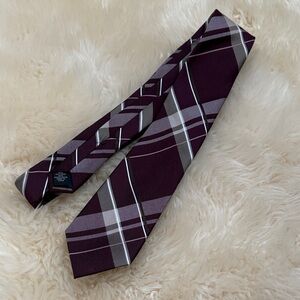 Michael Kors Burgundy and Gray Plaid Tie